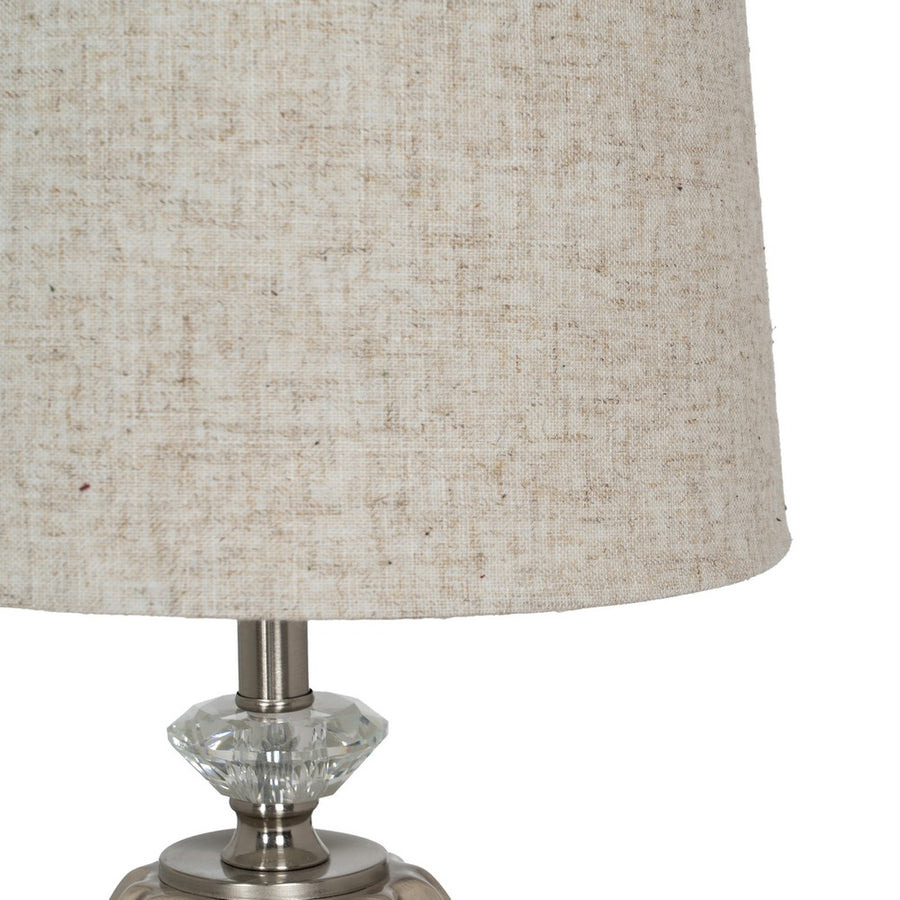 LÁMPARA MESA BEIGE-PLATA CERÁMICA-METAL 27 X 27 X 44 CM
