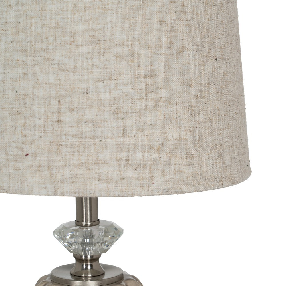 LÁMPARA MESA BEIGE-PLATA CERÁMICA-METAL 27 X 27 X 44 CM