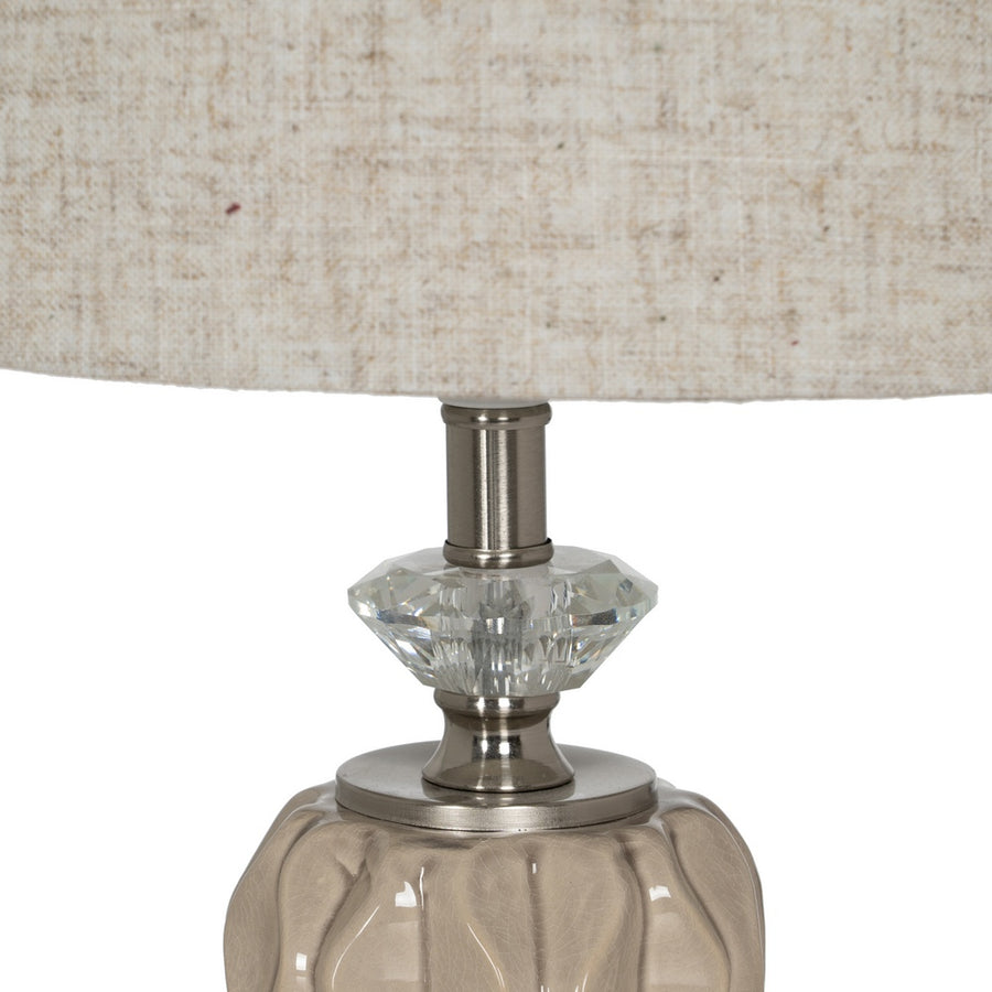 LÁMPARA MESA BEIGE-PLATA CERÁMICA-METAL 27 X 27 X 44 CM