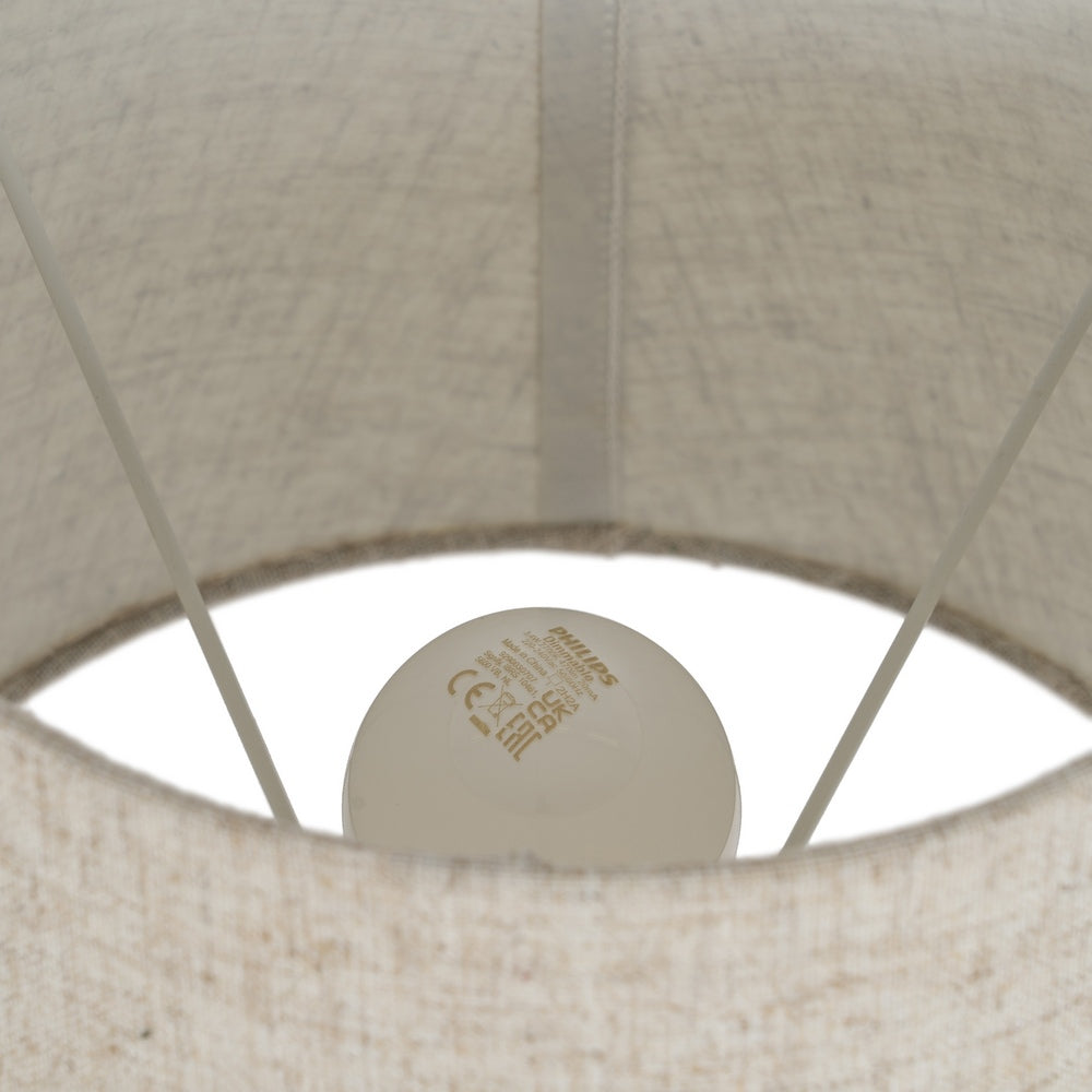 LÁMPARA MESA BEIGE-PLATA CERÁMICA-METAL 27 X 27 X 44 CM