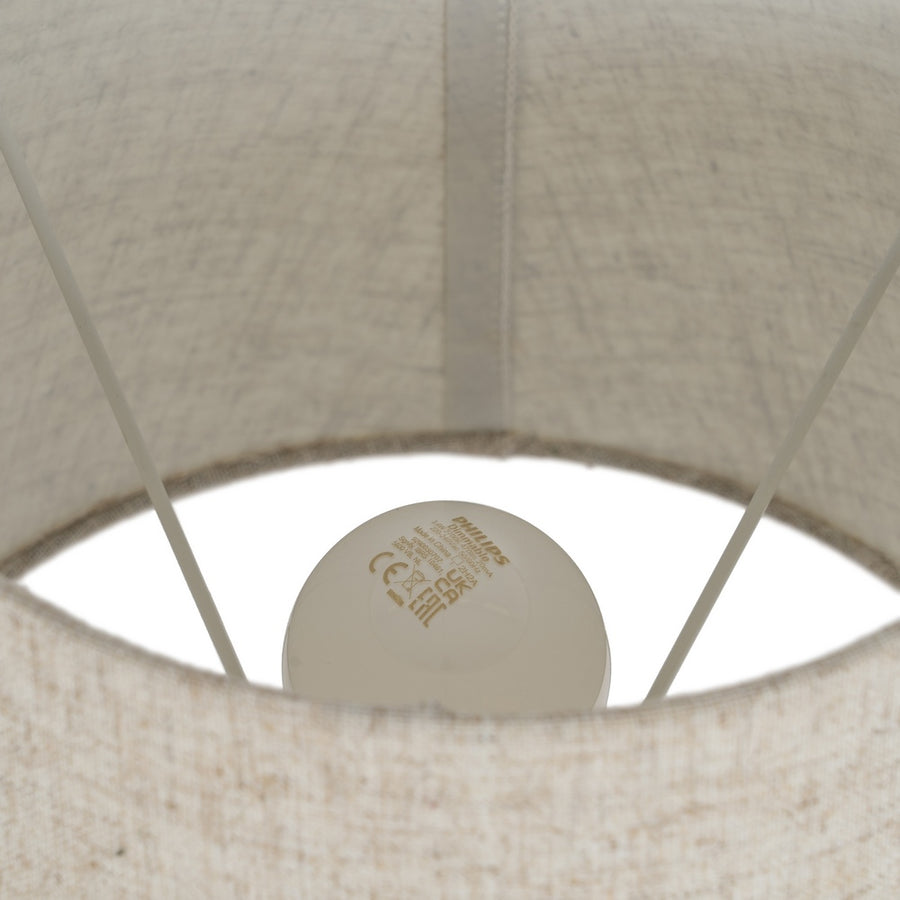 LÁMPARA MESA BEIGE-PLATA CERÁMICA-METAL 27 X 27 X 44 CM