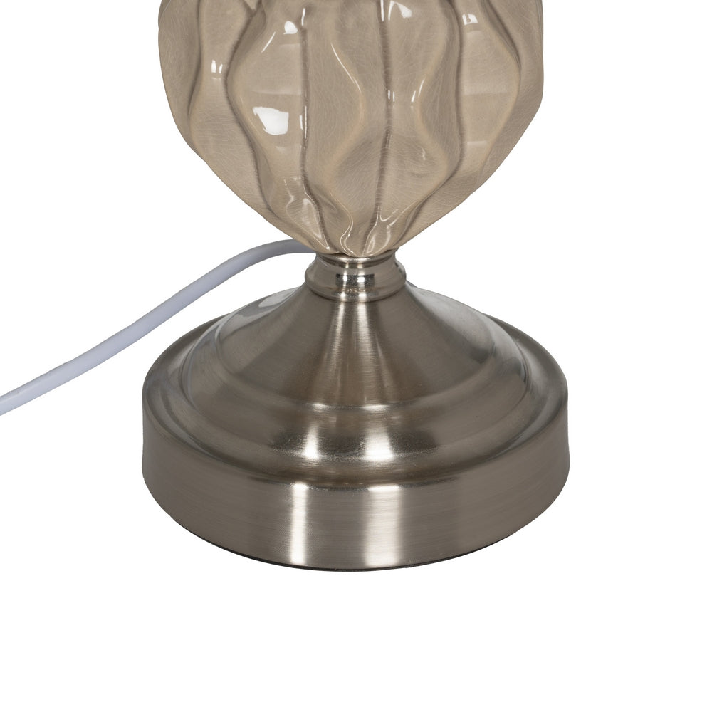 LÁMPARA MESA BEIGE-PLATA CERÁMICA-METAL 27 X 27 X 44 CM
