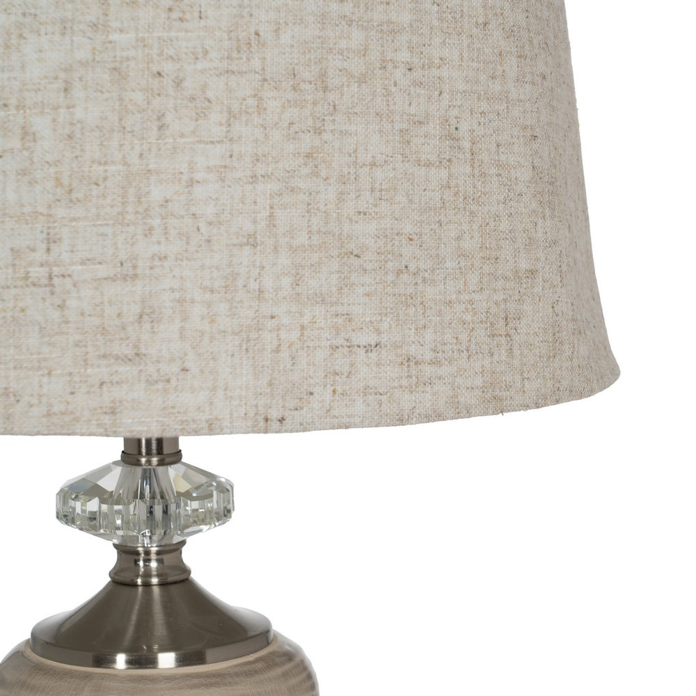 BEIGE-SILVER CERAMIC-METAL TABLE LAMP 31.50 X 31.50 X 54 C