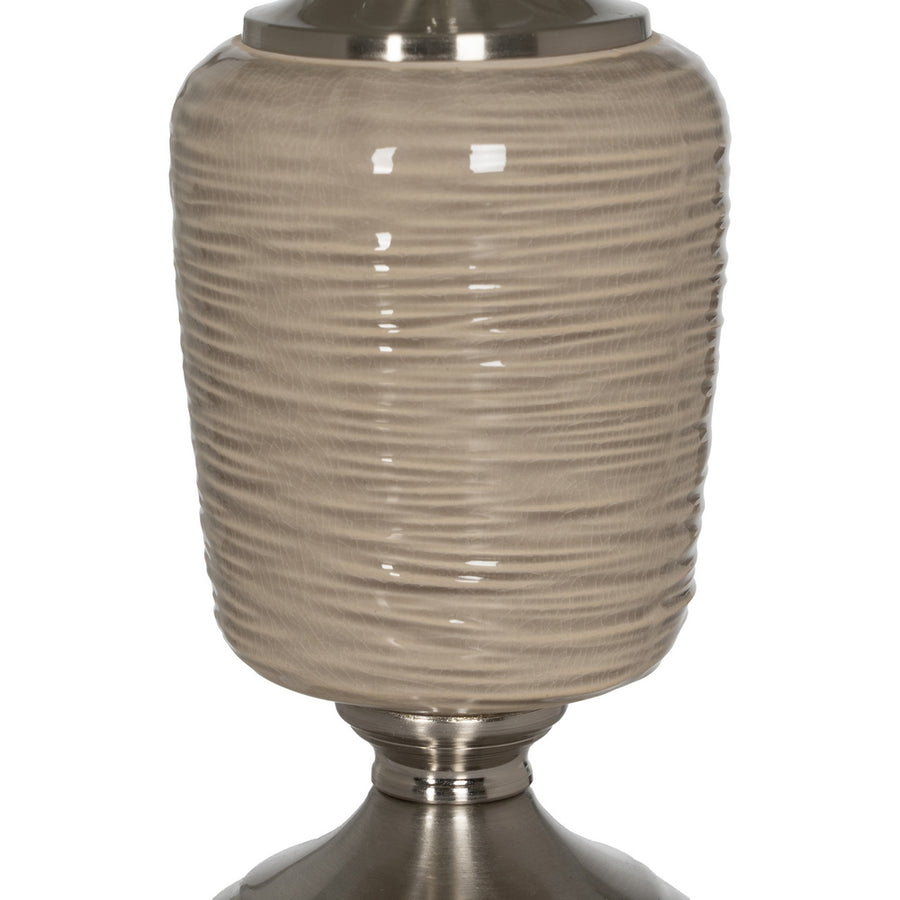 LÁMPARA MESA BEIGE-PLATA CERÁMICA-METAL 31,50 X 31,50 X 54 C