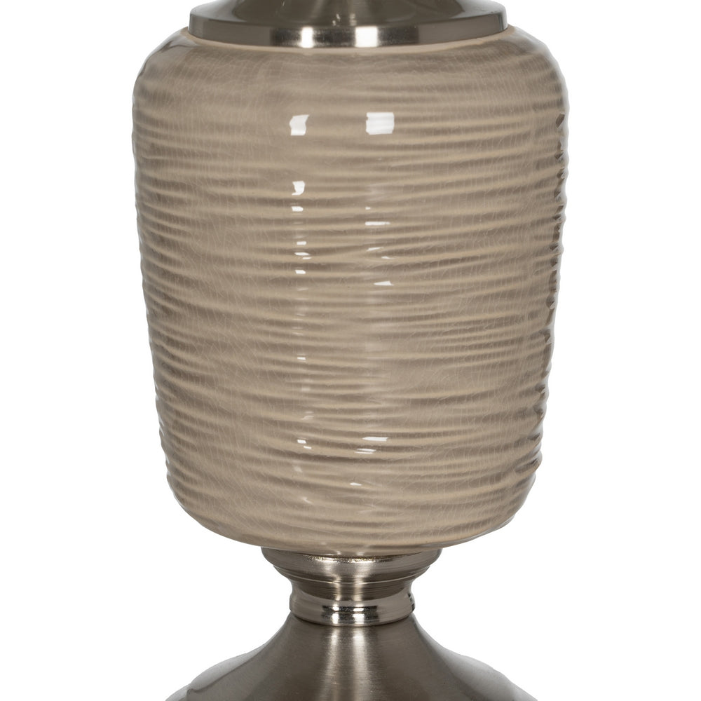 BEIGE-SILVER CERAMIC-METAL TABLE LAMP 31.50 X 31.50 X 54 C