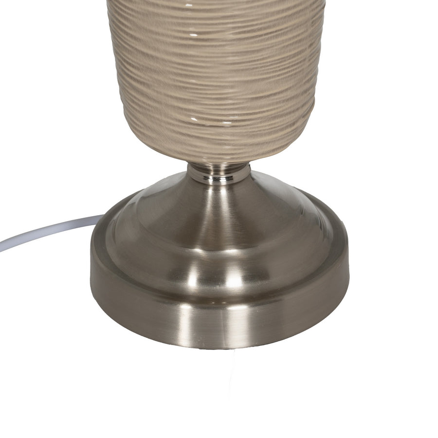 LÁMPARA MESA BEIGE-PLATA CERÁMICA-METAL 31,50 X 31,50 X 54 C