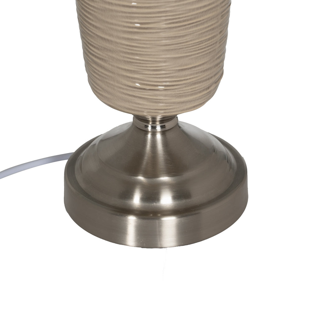 BEIGE-SILVER CERAMIC-METAL TABLE LAMP 31.50 X 31.50 X 54 C