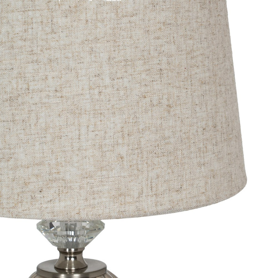 LÁMPARA MESA BEIGE-PLATA CERÁMICA-METAL 30 X 30 X 48 CM