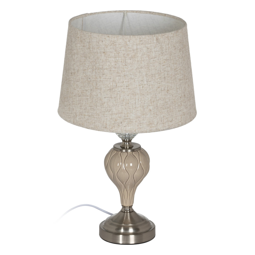 BEIGE-SILVER CERAMIC-METAL TABLE LAMP 30 X 30 X 48 CM