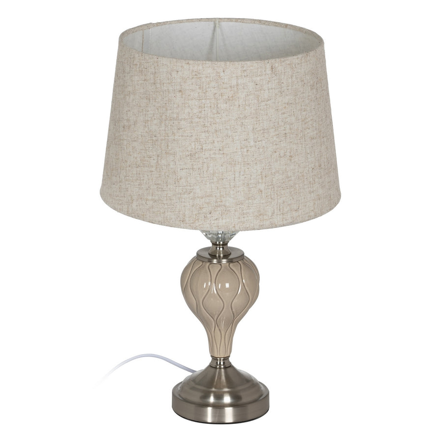 BEIGE-SILVER CERAMIC-METAL TABLE LAMP 30 X 30 X 48 CM