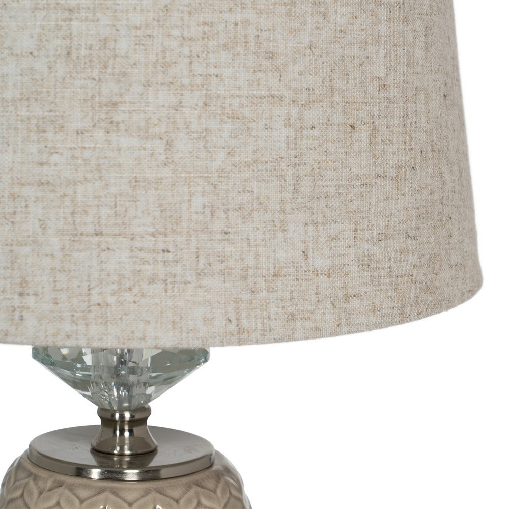BEIGE-SILVER CERAMIC-METAL TABLE LAMP 31.50 X 31.50 X 53 CM