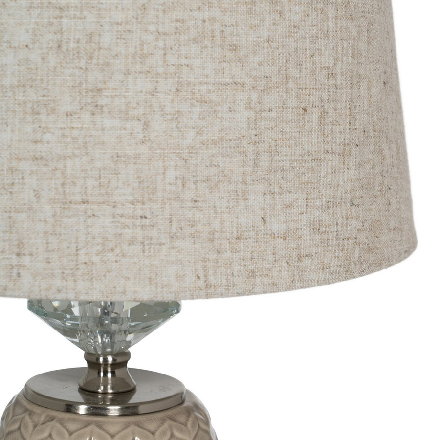 LÁMPARA MESA BEIGE-PLATA CERÁMICA-METAL 31,50 X 31,50 X 53 C