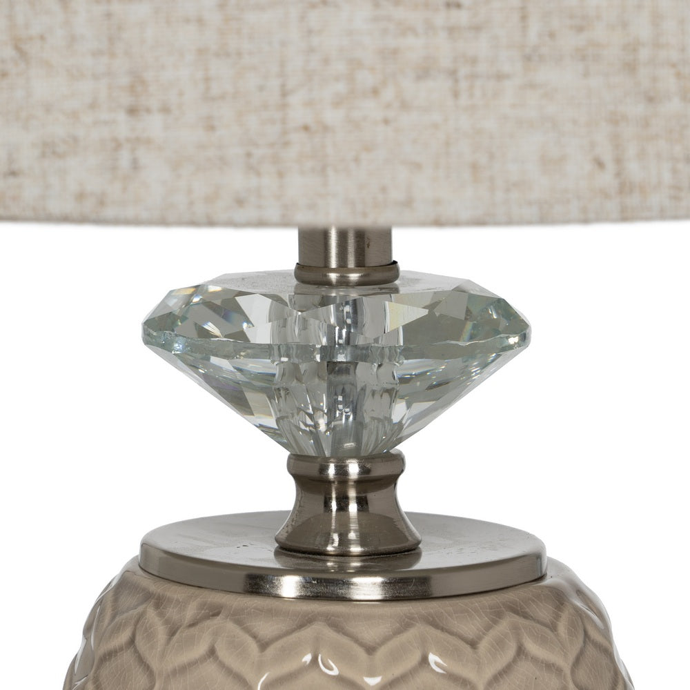 BEIGE-SILVER CERAMIC-METAL TABLE LAMP 31.50 X 31.50 X 53 CM