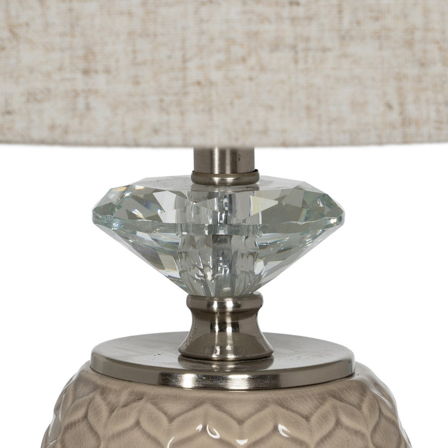 LÁMPARA MESA BEIGE-PLATA CERÁMICA-METAL 31,50 X 31,50 X 53 C