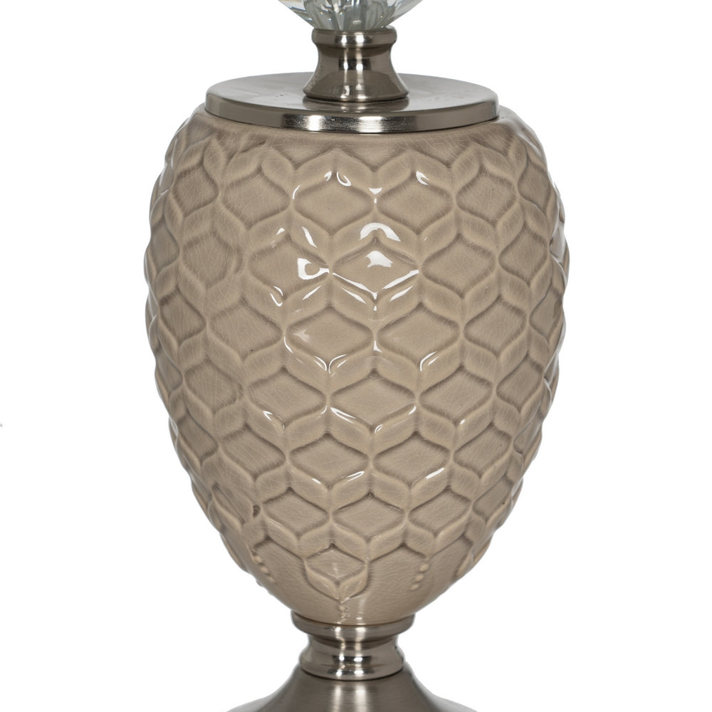 BEIGE-SILVER CERAMIC-METAL TABLE LAMP 31.50 X 31.50 X 53 CM