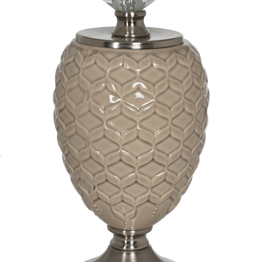 LÁMPARA MESA BEIGE-PLATA CERÁMICA-METAL 31,50 X 31,50 X 53 C