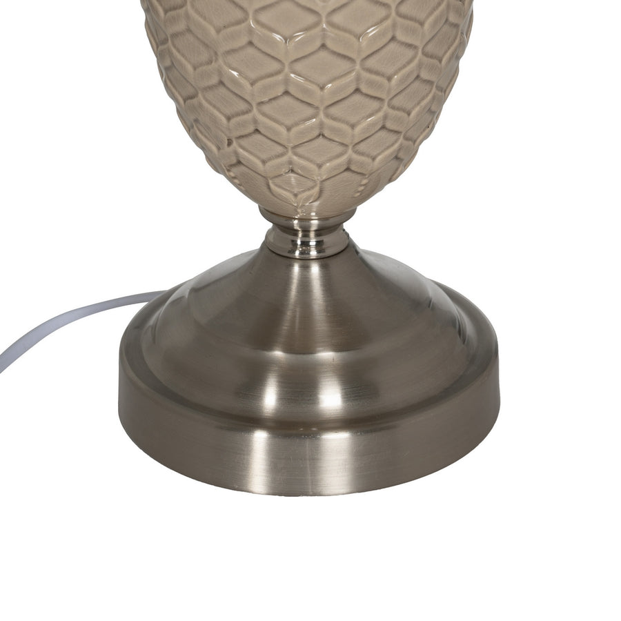 LÁMPARA MESA BEIGE-PLATA CERÁMICA-METAL 31,50 X 31,50 X 53 C