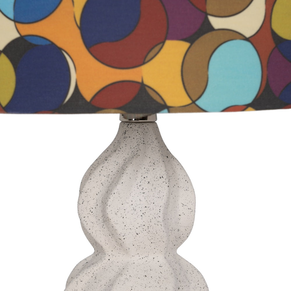 WHITE-MULTICOLOR CERAMIC TABLE LAMP 36.50 X 36.50 X 60 C