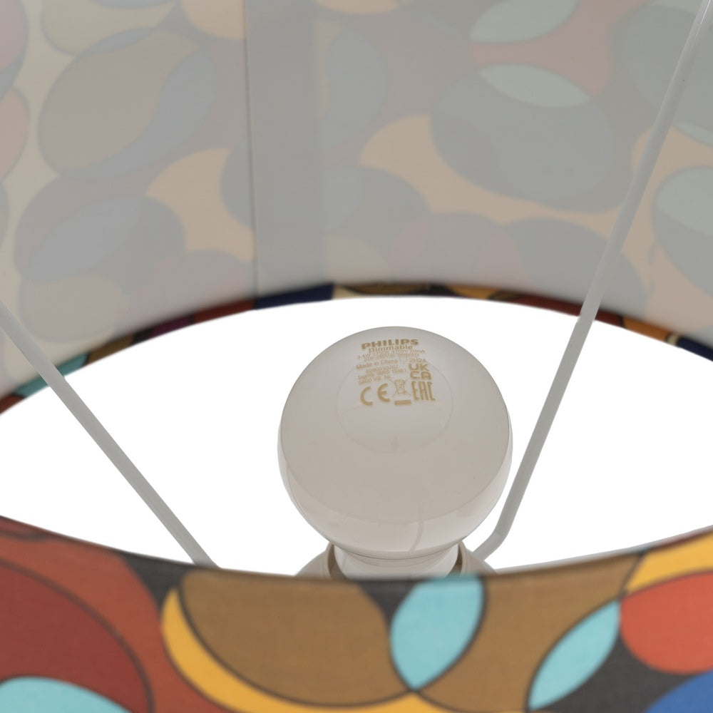 WHITE-MULTICOLOR CERAMIC TABLE LAMP 36.50 X 36.50 X 60 C