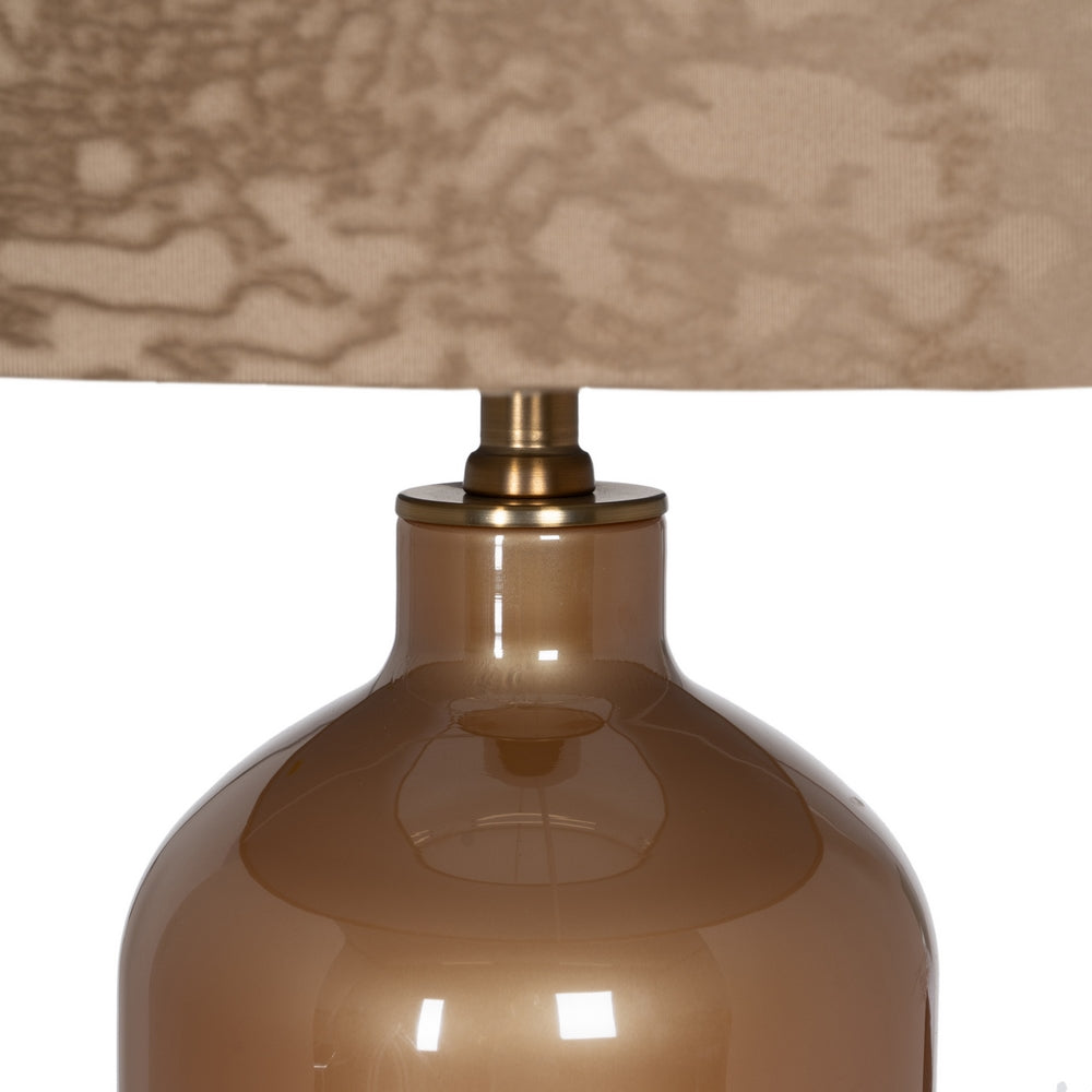 LÁMPARA MESA BEIGE DORADO CRISTAL 39 X 39 X 68,50 CM