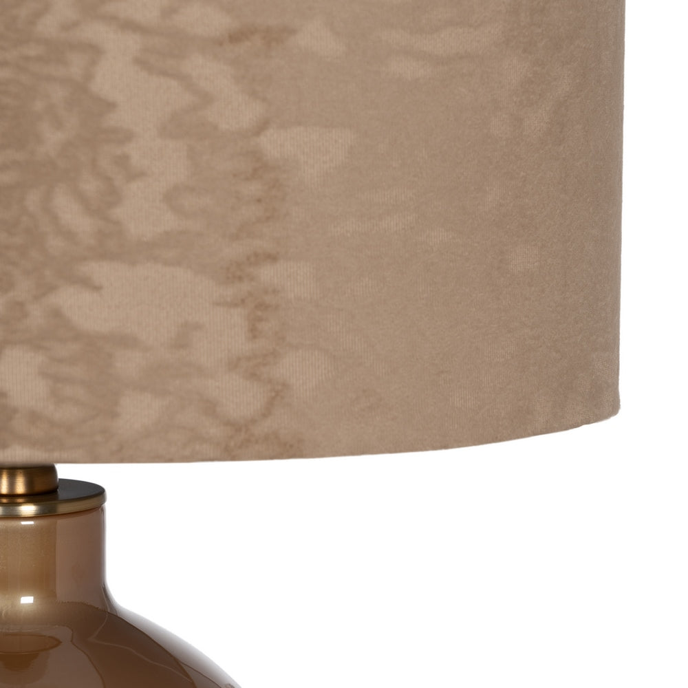 LÁMPARA MESA BEIGE DORADO CRISTAL 39 X 39 X 68,50 CM