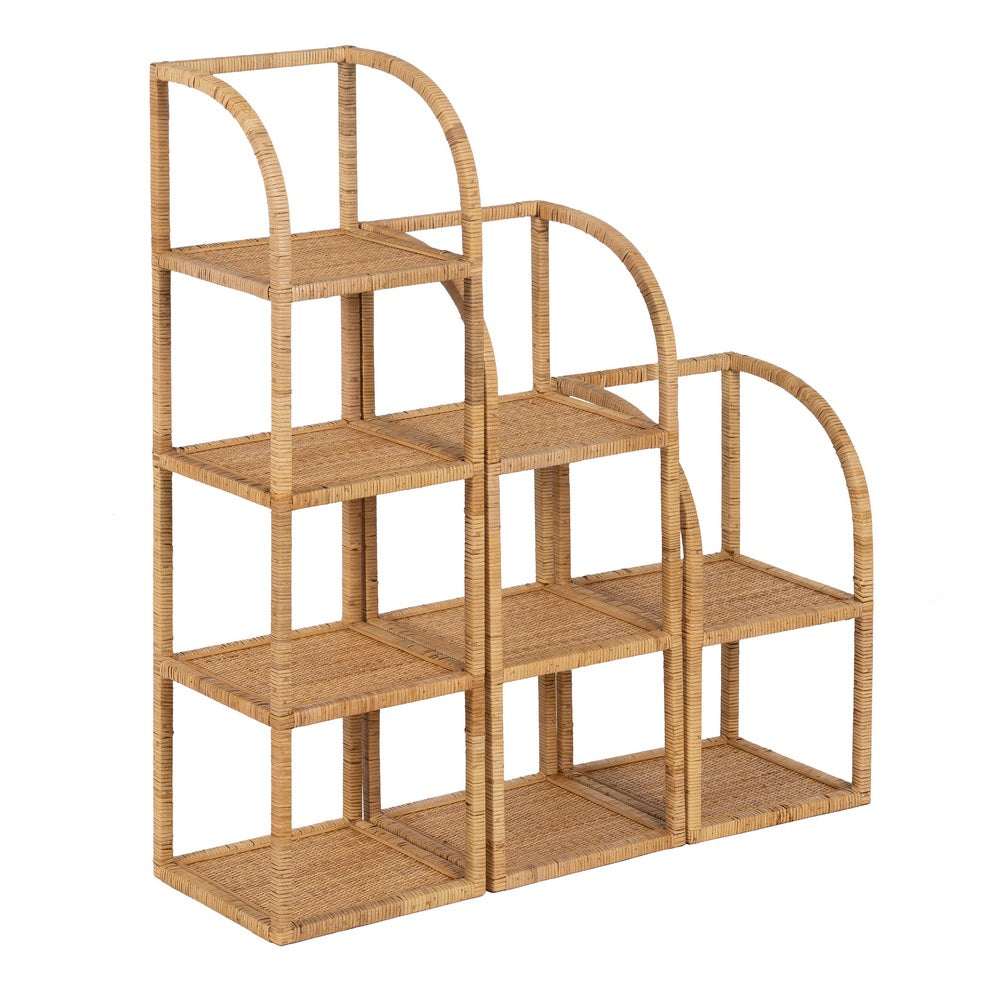 S/3 NATURAL RATTAN LIVING ROOM SHELF 30 X 30 X 109 CM