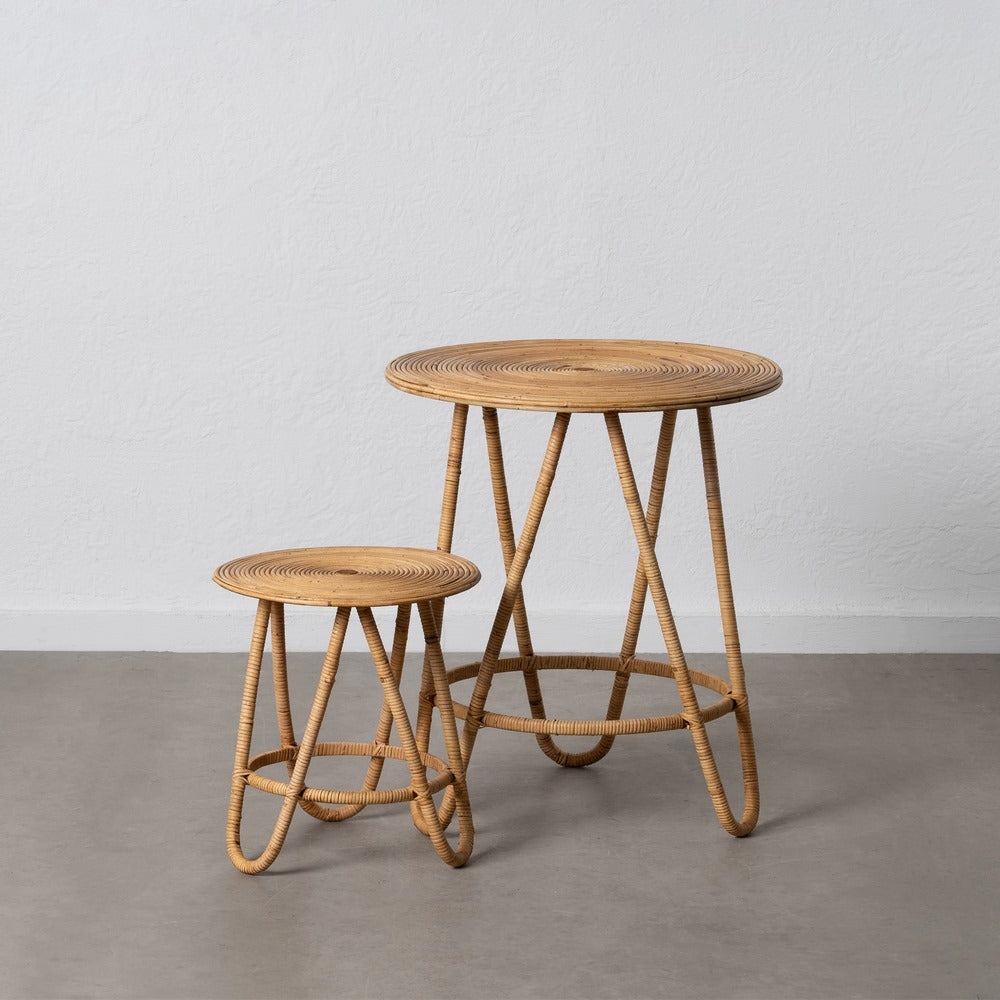 S/2 MESA AUXILIAR NATURAL RATÁN SALÓN 60 X 60 X 39 CM