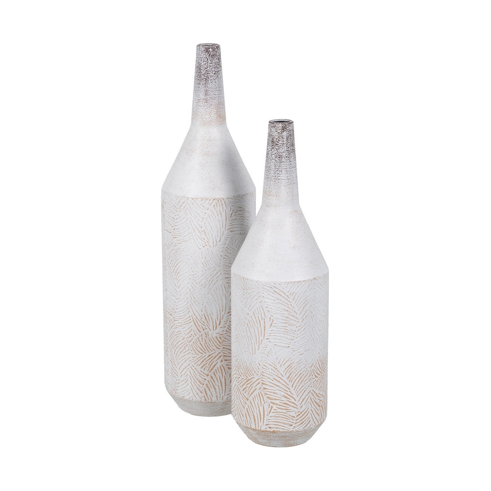 BOTTLE WHITE BRUSHED METAL DECORATION 15 X 15 X 60.50 CM