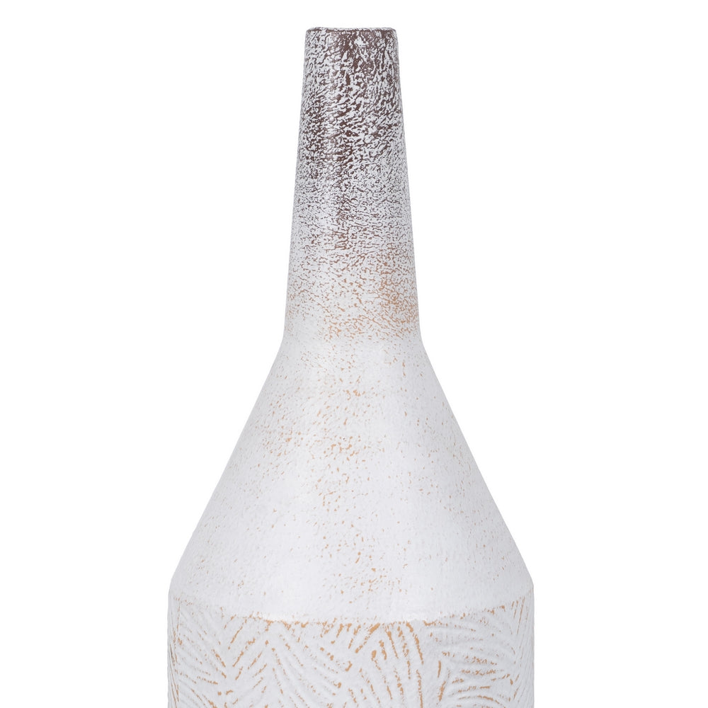 BOTTLE WHITE BRUSHED METAL DECORATION 15 X 15 X 60.50 CM
