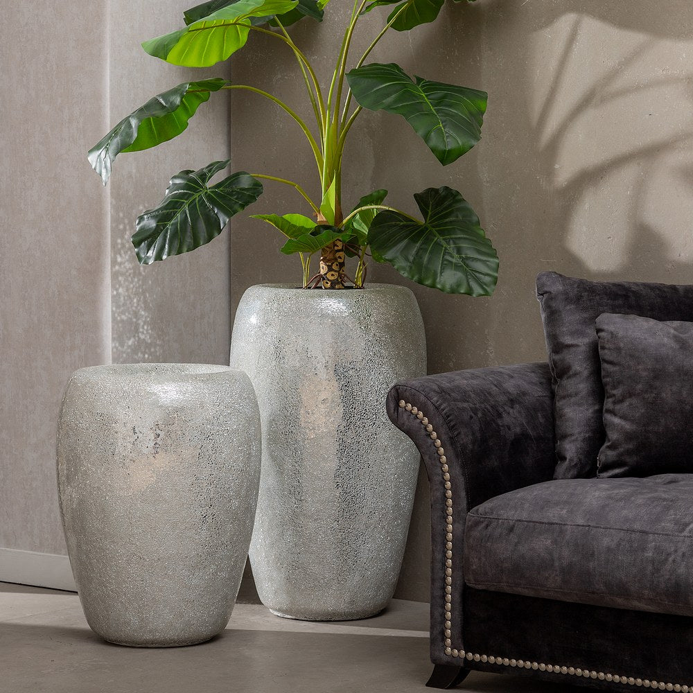 WHITE FIBERGLASS DECORATIVE VASE 46 X 46 X 91 CM