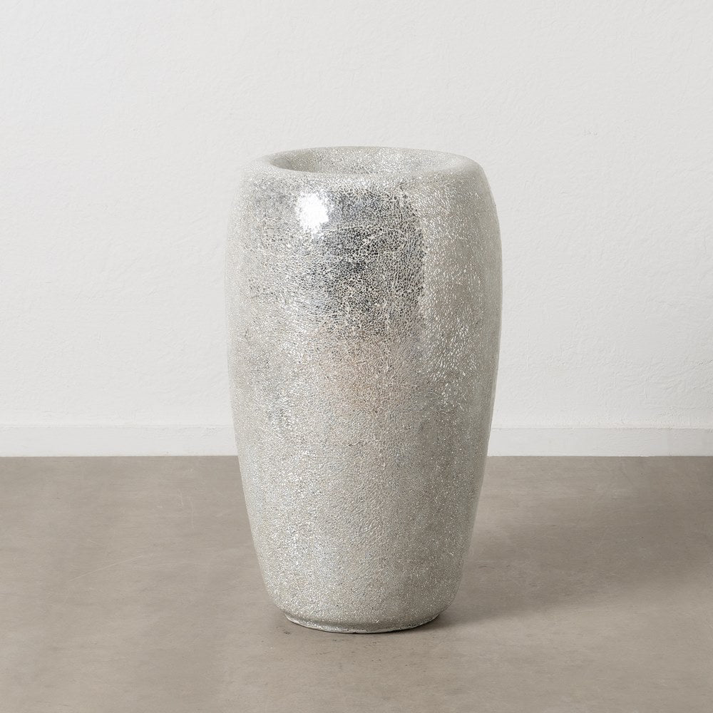 JARRÓN BLANCO FIBRA DE VIDRIO DECORACIÓN 46 X 46 X 91 CM
