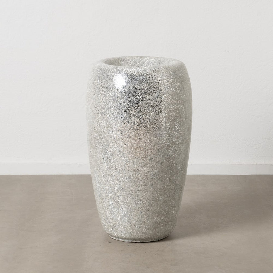 JARRÓN BLANCO FIBRA DE VIDRIO DECORACIÓN 46 X 46 X 91 CM