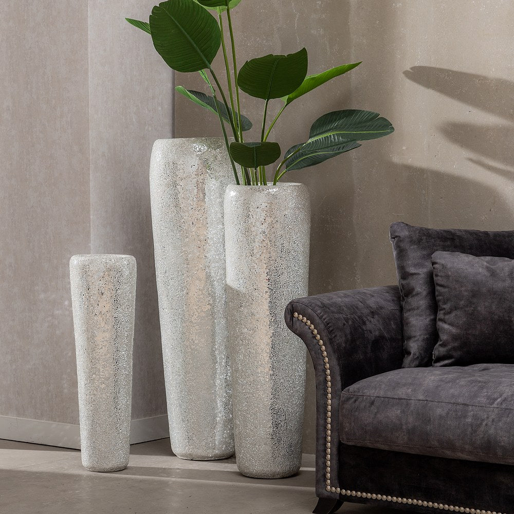 JARRÓN BLANCO FIBRA DE VIDRIO DECORACIÓN 30 X 30 X 109,50 CM