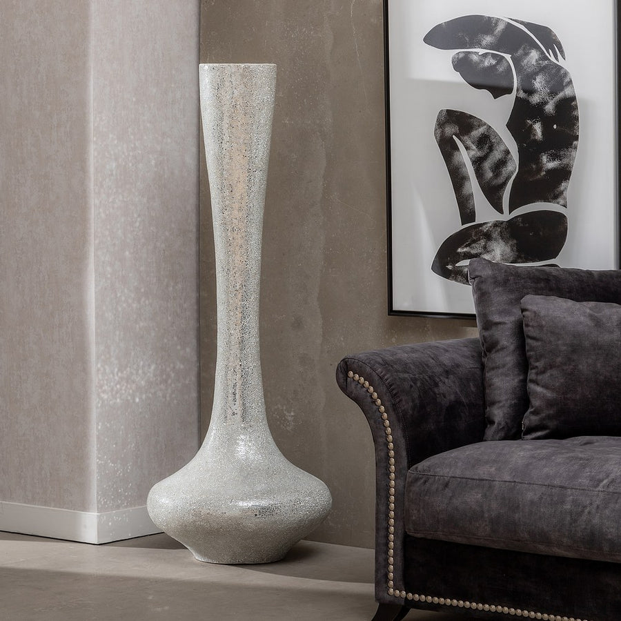 JARRÓN BLANCO FIBRA DE VIDRIO DECORACIÓN 54 X 54 X 154 CM