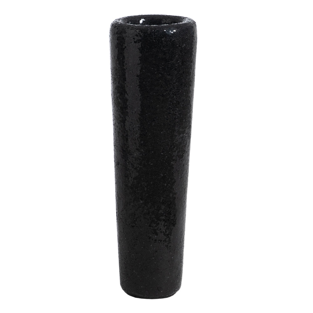 JARRÓN NEGRO FIBRA DE VIDRIO DECORACIÓN 25 X 25 X 82 CM