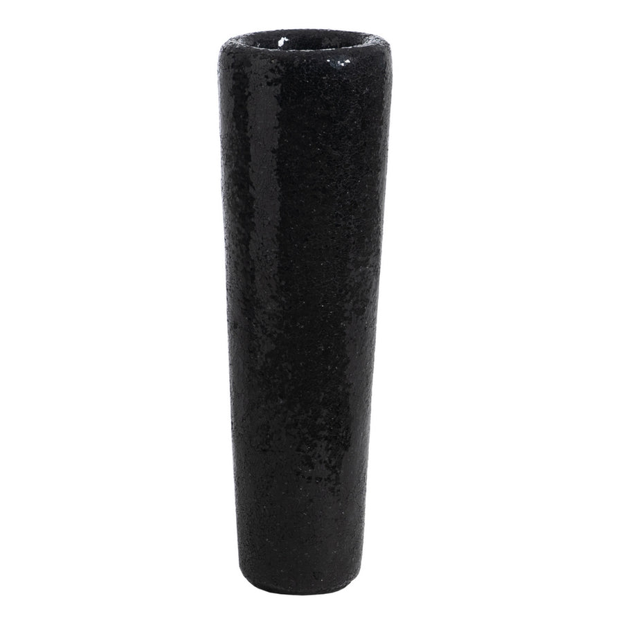 BLACK FIBERGLASS DECORATIVE VASE 25 X 25 X 82 CM