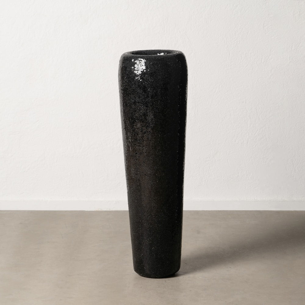 JARRÓN NEGRO FIBRA DE VIDRIO DECORACIÓN 34 X 34 X 127 CM