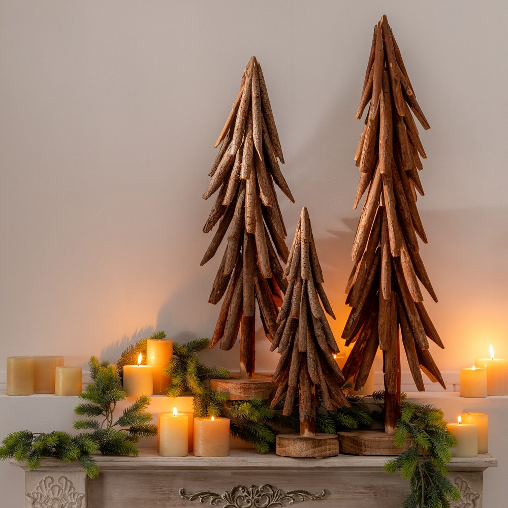 BROWN PAULOWNIA WOOD TREE FIGURE 34 X 20 X 108 CM