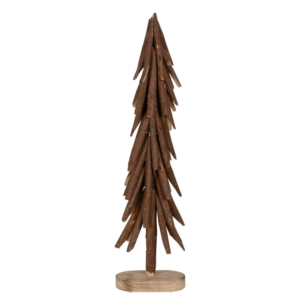 FIGURA �RBOL MARR�N MADERA PAULONIA 34 X 20 X 108 CM