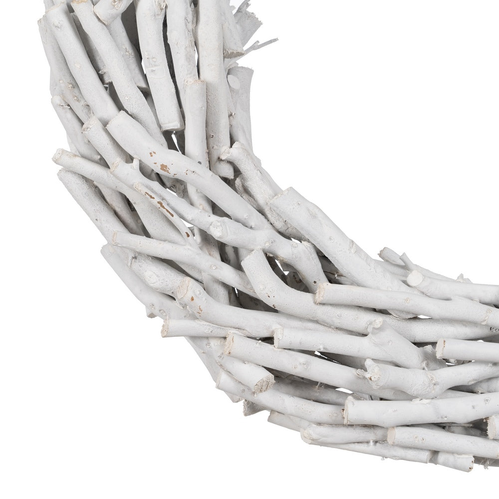 WHITE PAULOWNIA WOOD CROWN DECORATION 52 X 15 X 52 CM