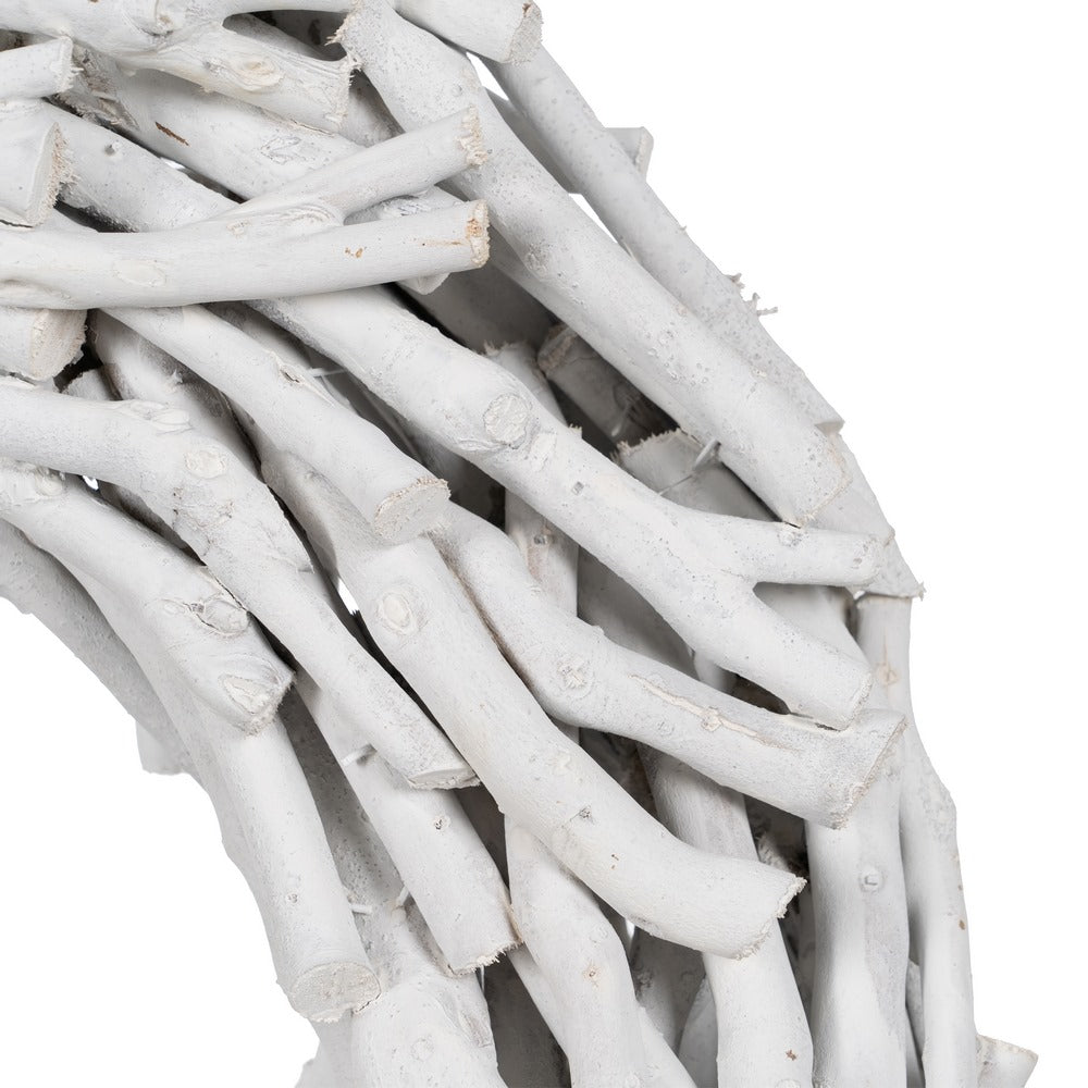 WHITE PAULOWNIA WOOD CROWN DECORATION 52 X 15 X 52 CM