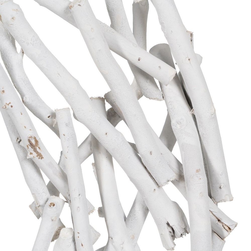 PAULOWNIA WOOD WHITE CROWN DECORATION 60 X 5 X 60 CM