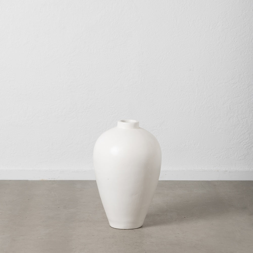 JARRÓN BLANCO TERRACOTA DECORACIÓN 38 X 38 X 60 CM