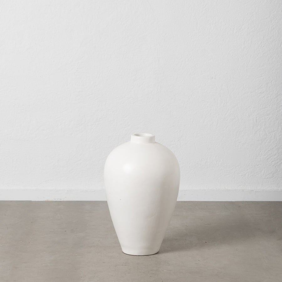 JARRÓN BLANCO TERRACOTA DECORACIÓN 38 X 38 X 60 CM