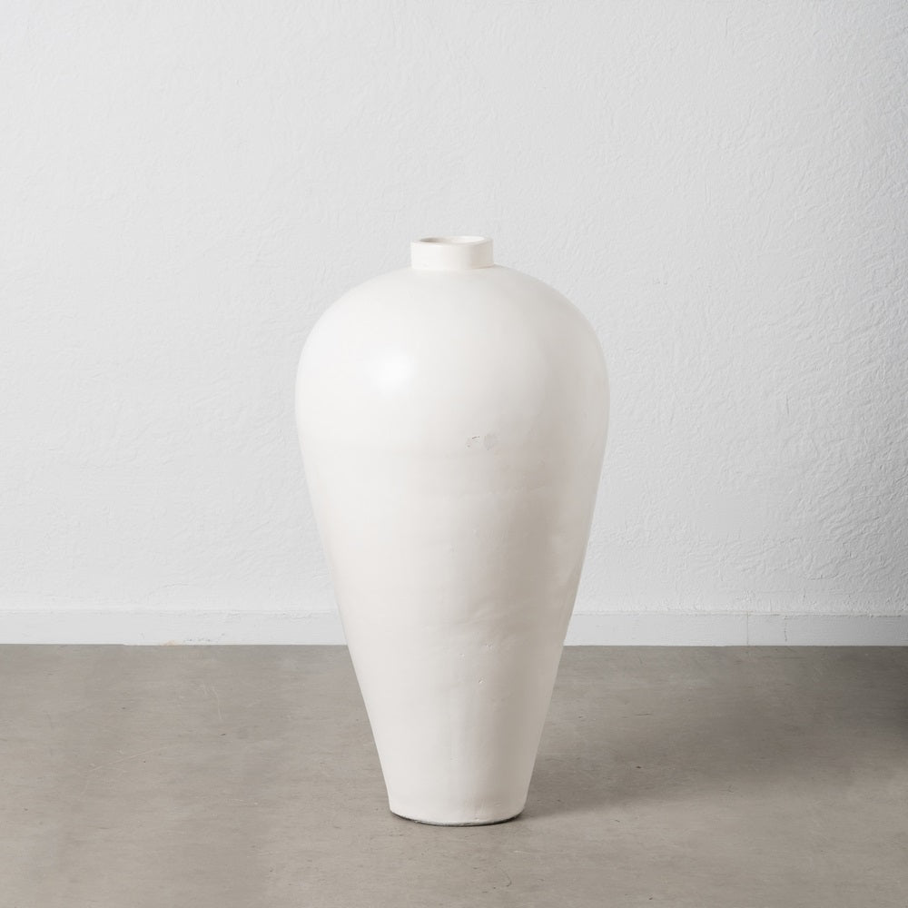 JARRÓN BLANCO TERRACOTA DECORACIÓN 51 X 51 X 100 CM