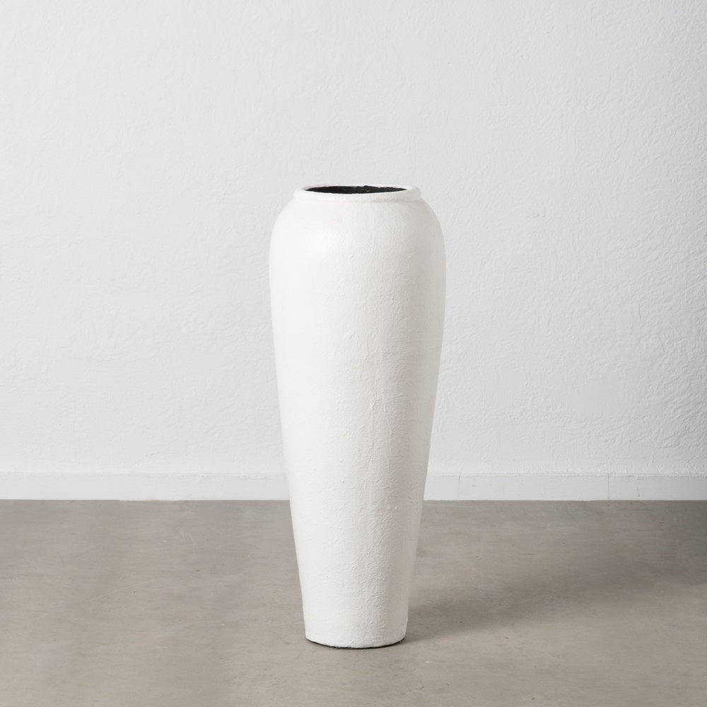 WHITE FIBER CEMENT VASE 38 X 38 X 100 CM