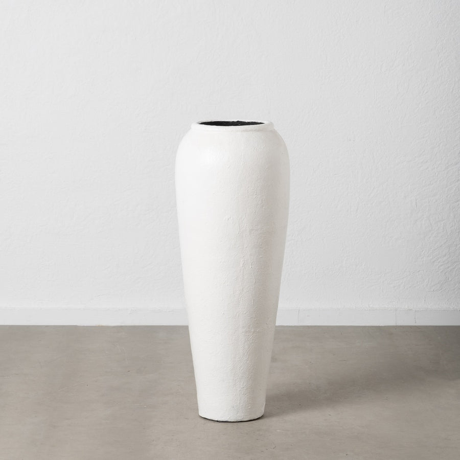 WHITE FIBER CEMENT VASE 38 X 38 X 100 CM
