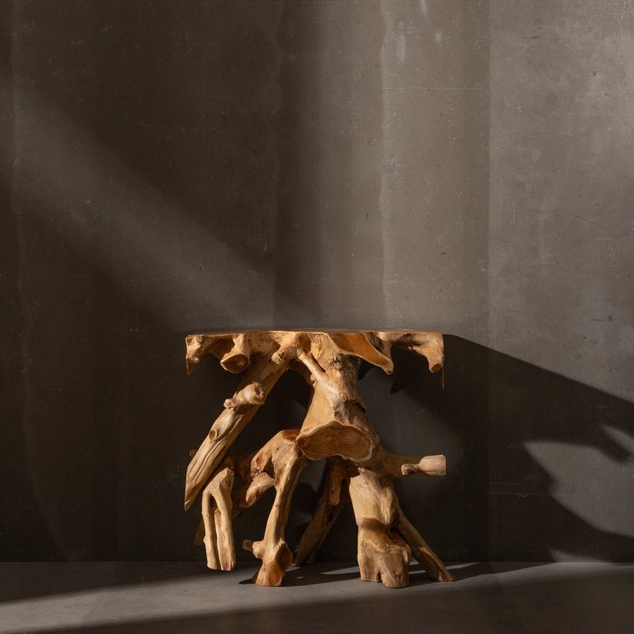 NATURAL TEAK WOOD CONSOLE TABLE 80 X 40 X 80 CM