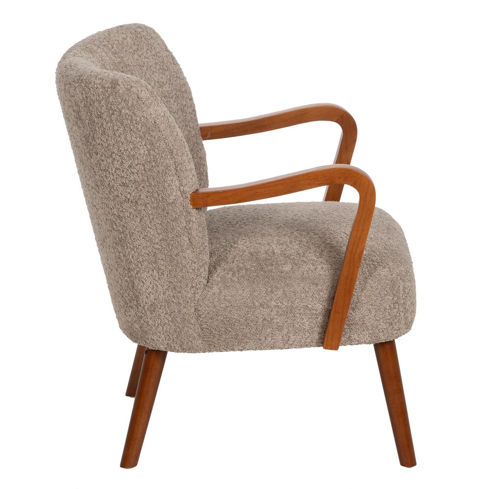 SILLÓN TAUPE TEJIDO-MADERA DECORACIÓN 56 X 56 X 78 CM