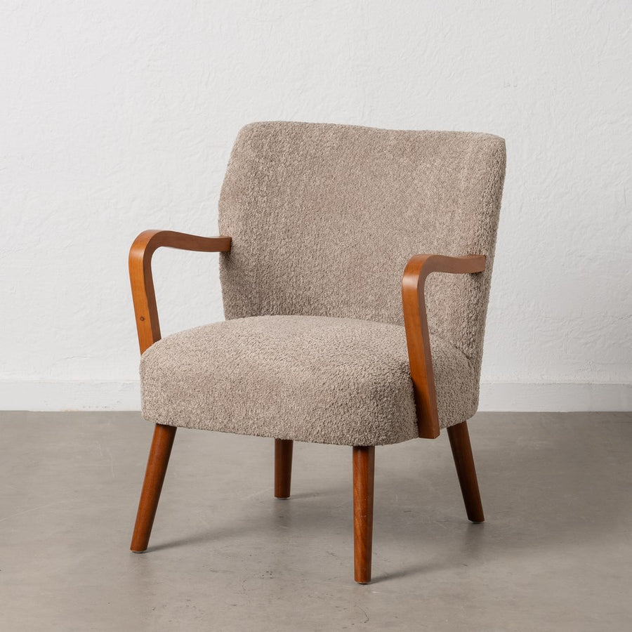 SILLÓN TAUPE TEJIDO-MADERA DECORACIÓN 56 X 56 X 78 CM